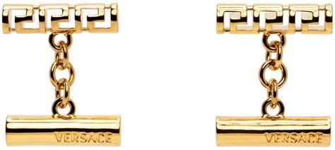 Versace: Gold Greca Cufflinks 